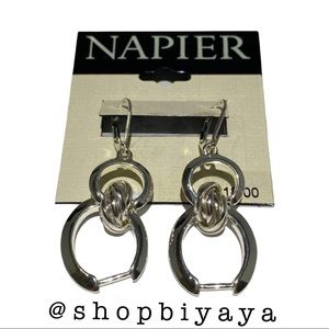 Vintage Napier Silver Tone Lady Gaga Drop Earrings